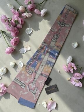 Pink Blue Gradient Monogram Silk Bandeau